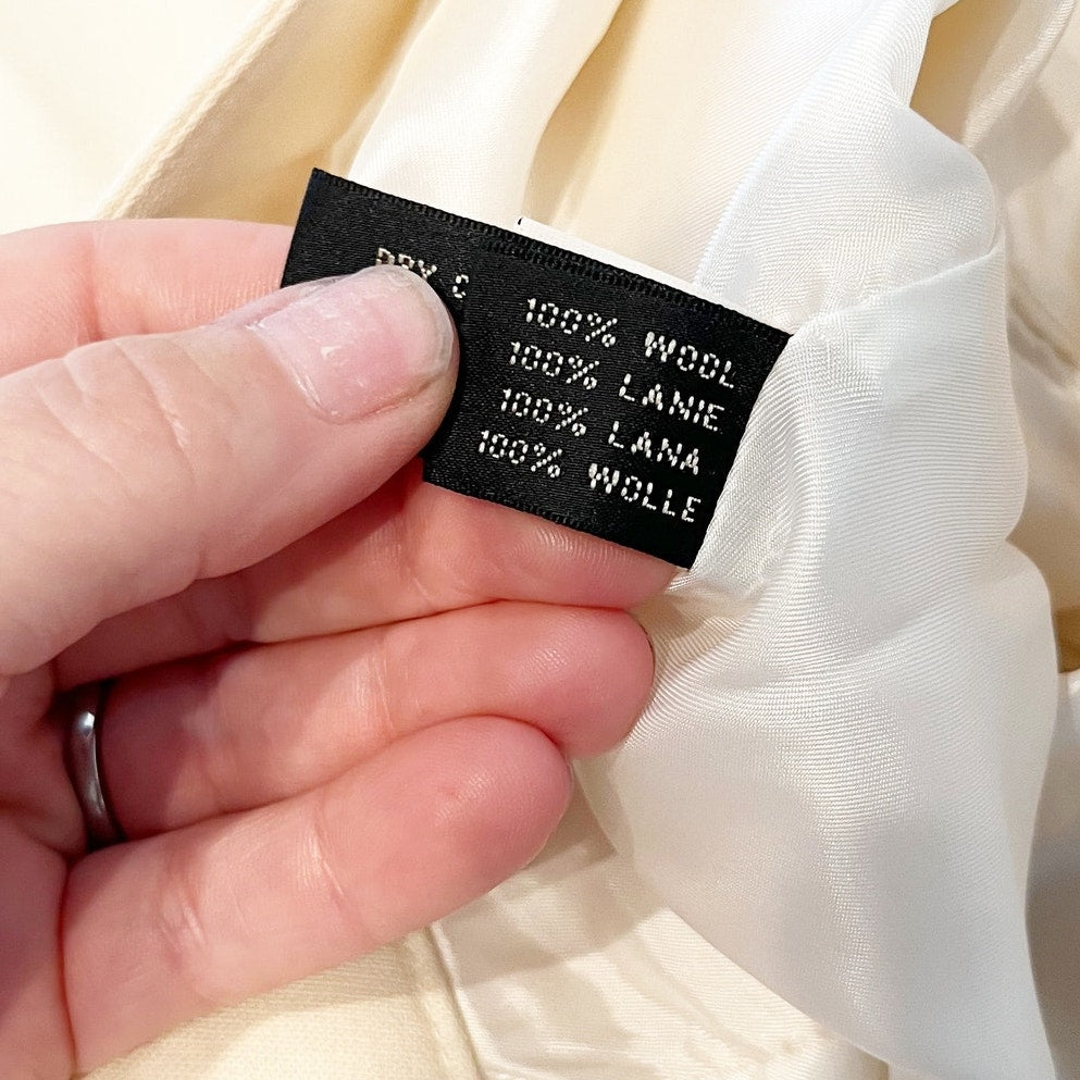 Ralph Lauren Mid Rise Straight Leg Wool Trouser Dress Pants Ivory Cream 6