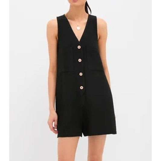 Pomander Place Tuckernuck Textured Myla Romper One Piece Black Large