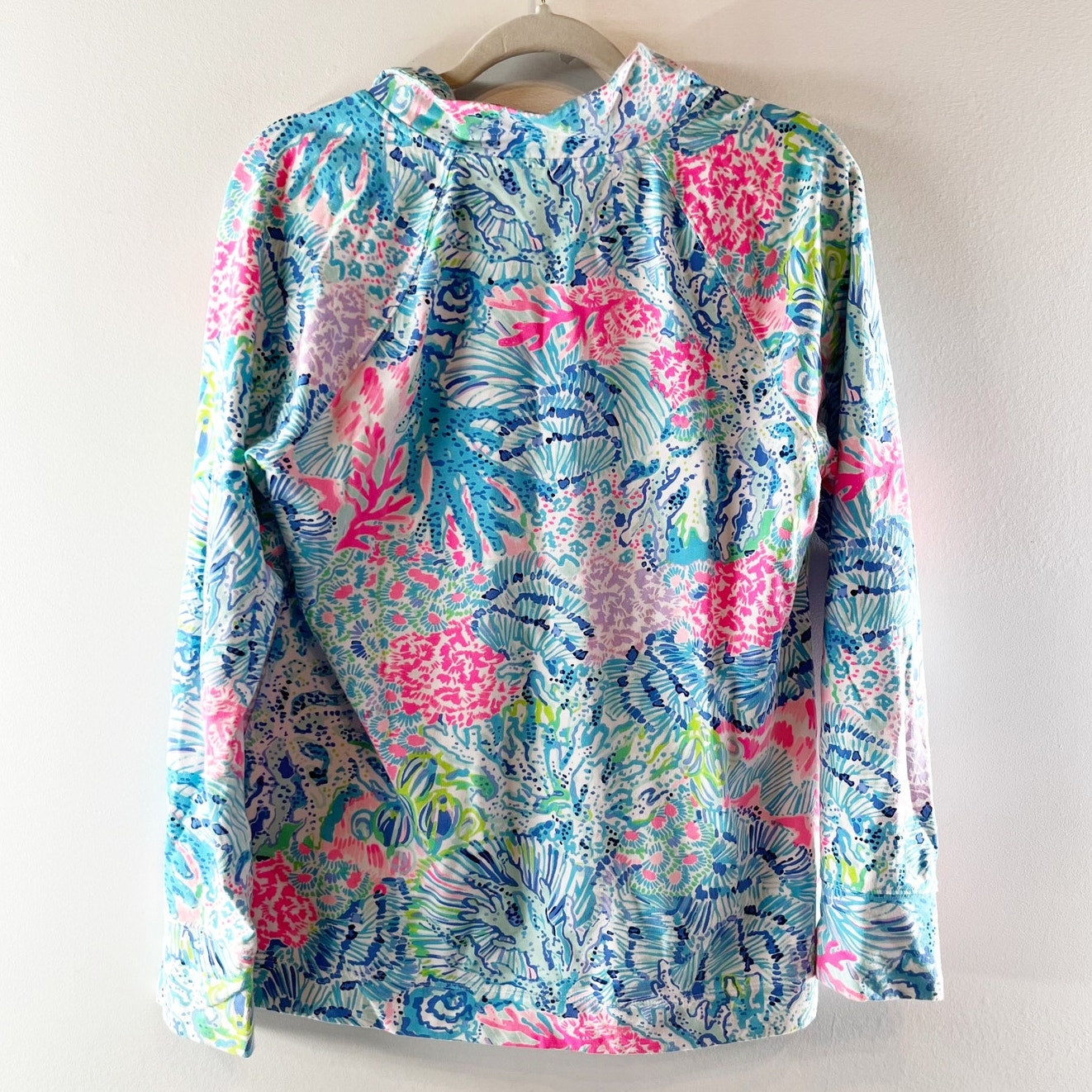 Lilly Pulitzer Skipper Popover 1/2 Zip Pullover Jacket Blue Pink Large