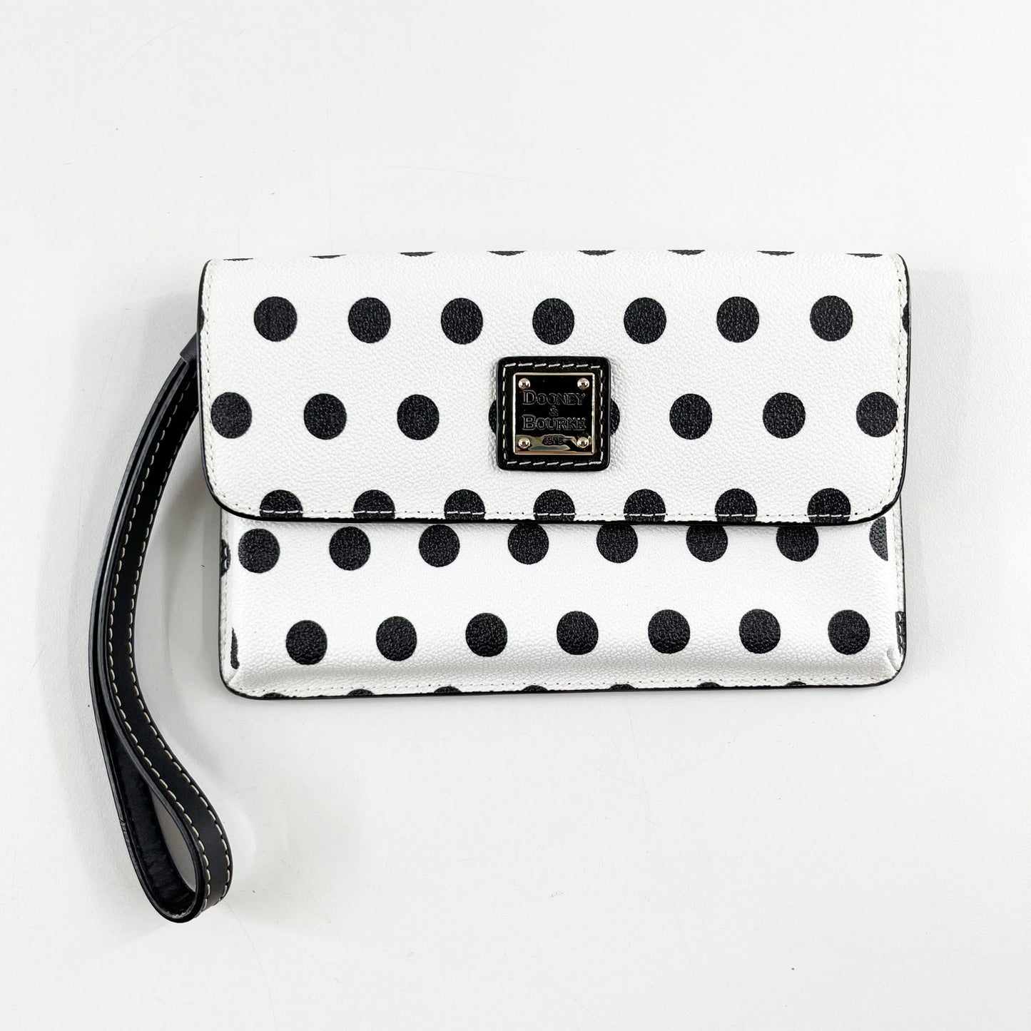 Dooney & Bourke Polka Dot Wristlet Wallet Black White