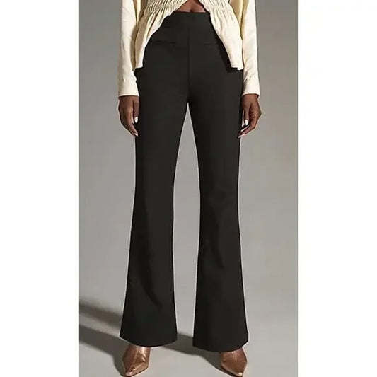 Maeve Anthropologie High Rise Side Zip Stretch Flare Pants Trousers Black 4
