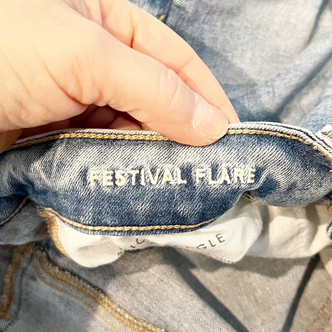 American Eagle High Rise Festival Flare Stretch Jeans Blue 8