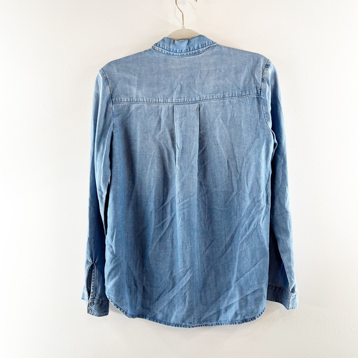 Cloth & Stone Long Sleeve Button Up Chambray Top Shirt Blue XS