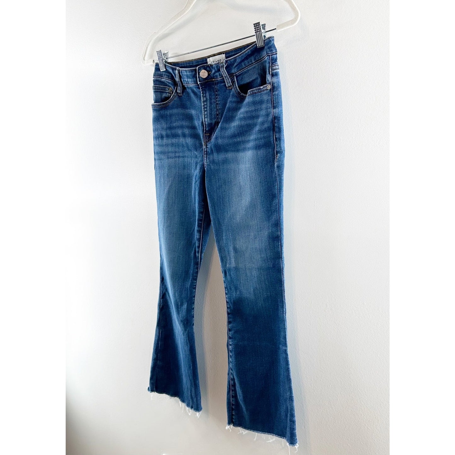 FRAME High Rise Le Crop Mini Boot Cut Raw Hem Jeans Blue 27 / 4