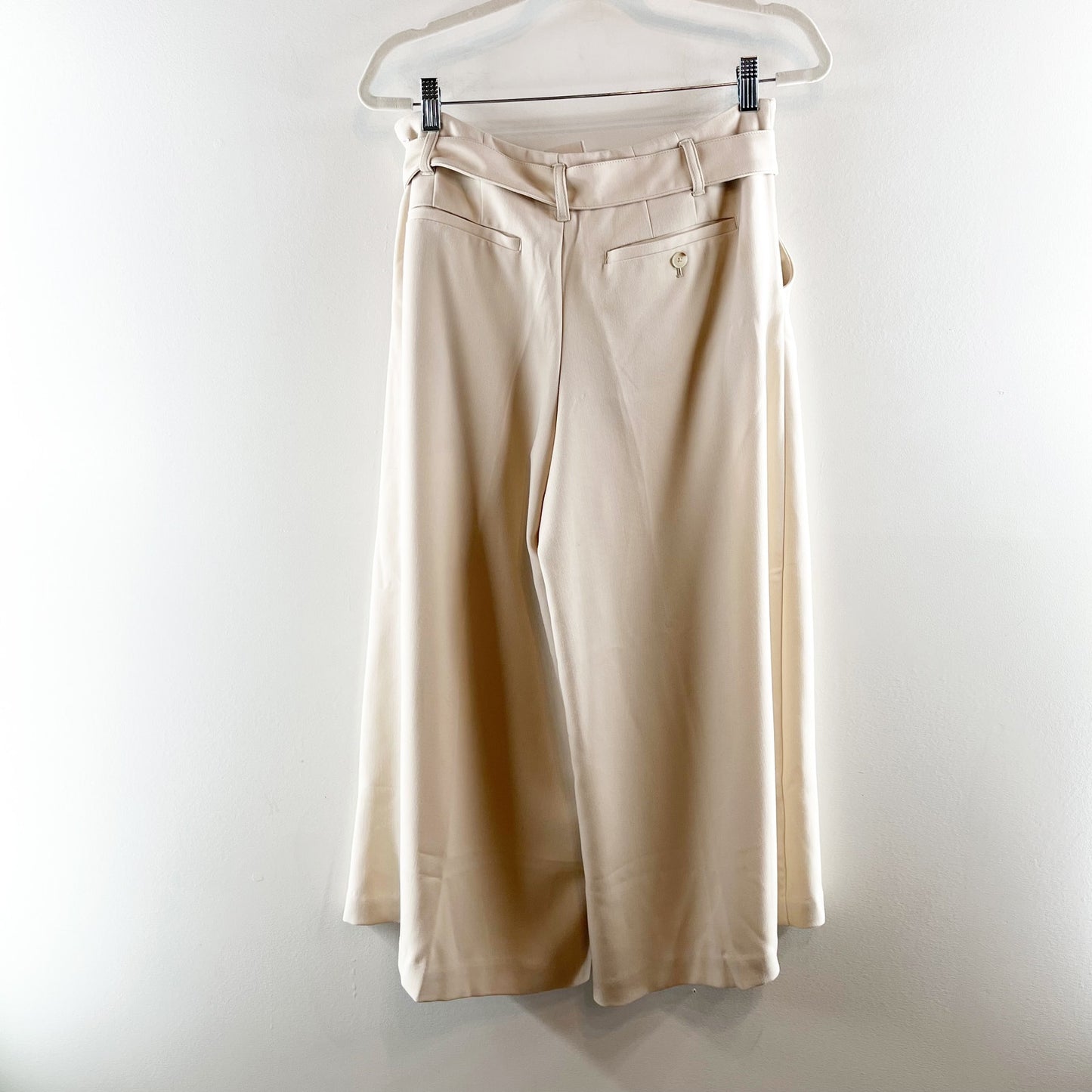 Anthropologie Maeve Wide Leg Tie Waist Culotte Pants in Light Sand Tan 4