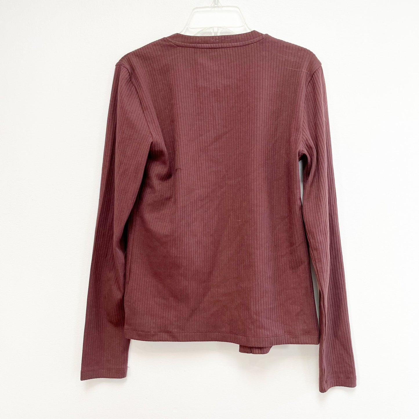 GAP Ribbed Button Up Long Sleeve Top Chocolate Brown Small