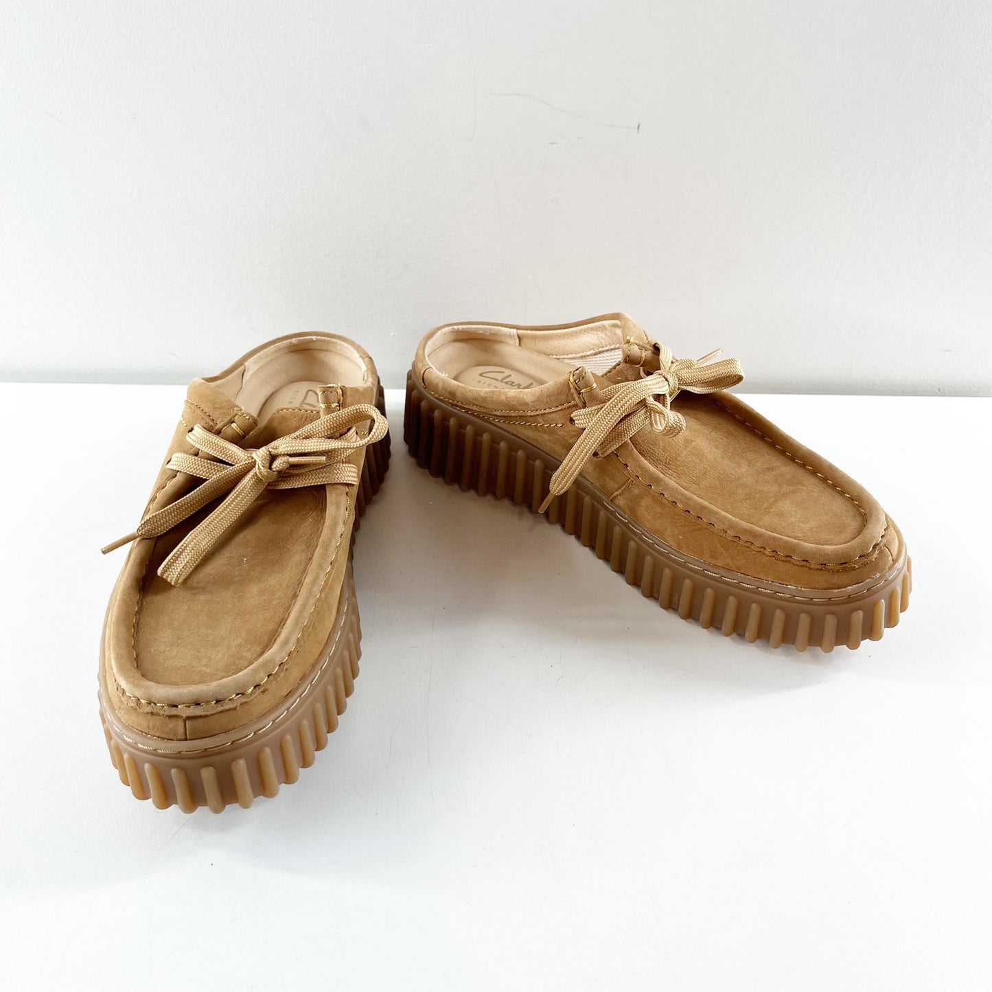 Clarks Originals Torhill Suede Slip On Moccasin Mules Light Tan Nubuck 7