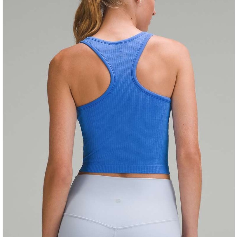 Lululemon Ebb to Street Cropped Racerback Tank Top Pipe Dream Blue