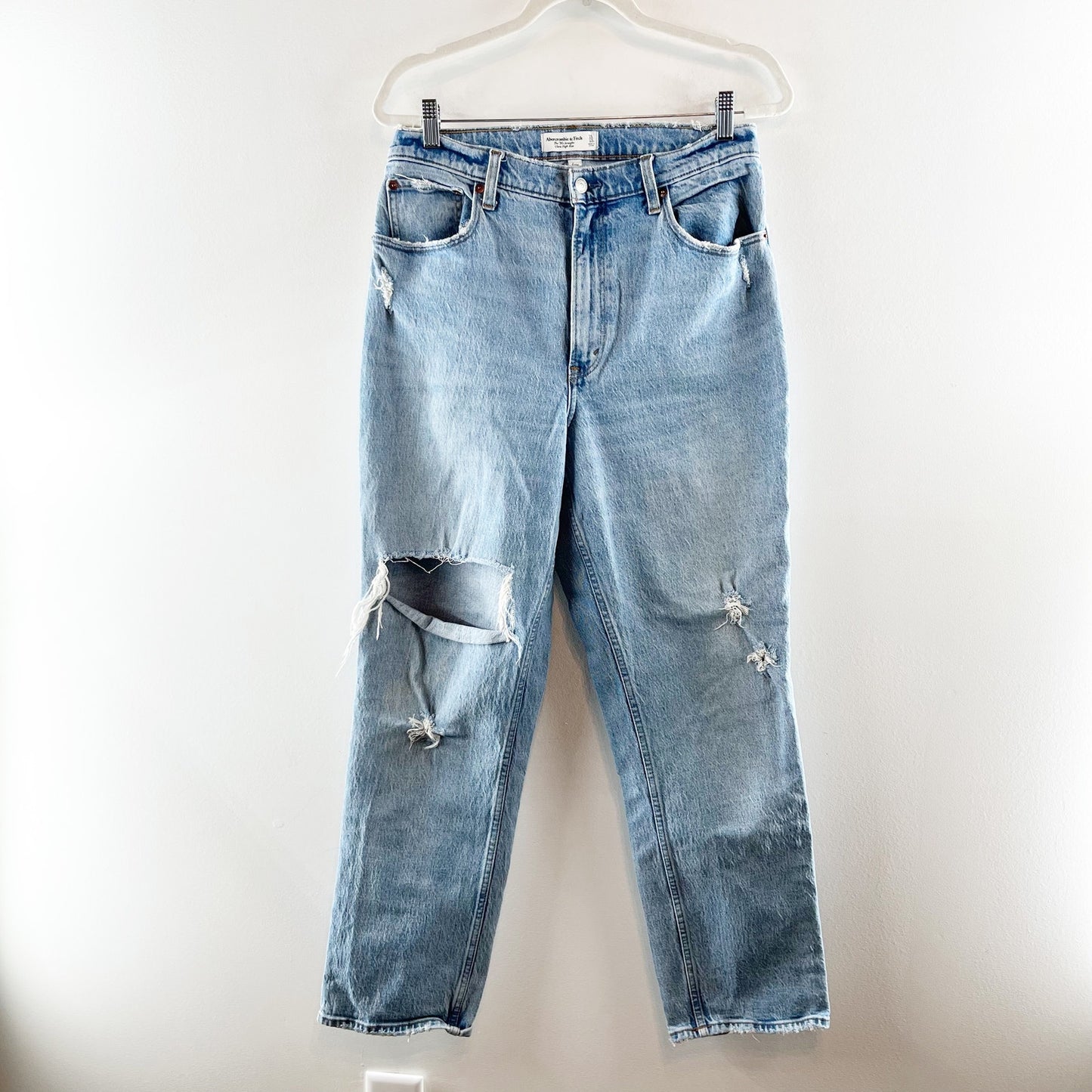 Abercrombie & Fitch 90's Straight Leg Ultra High Rise Curve Love Jeans Blue 12