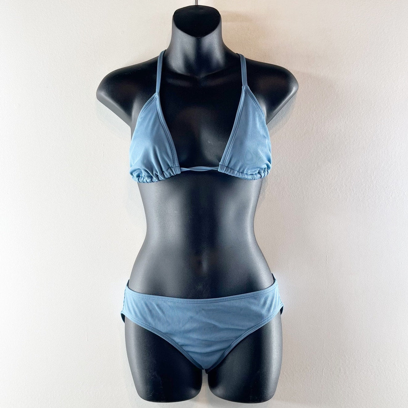 Shade & Shore Triangle Top and Mid Rise Bottom Bikini Matching Set Blue XS / S