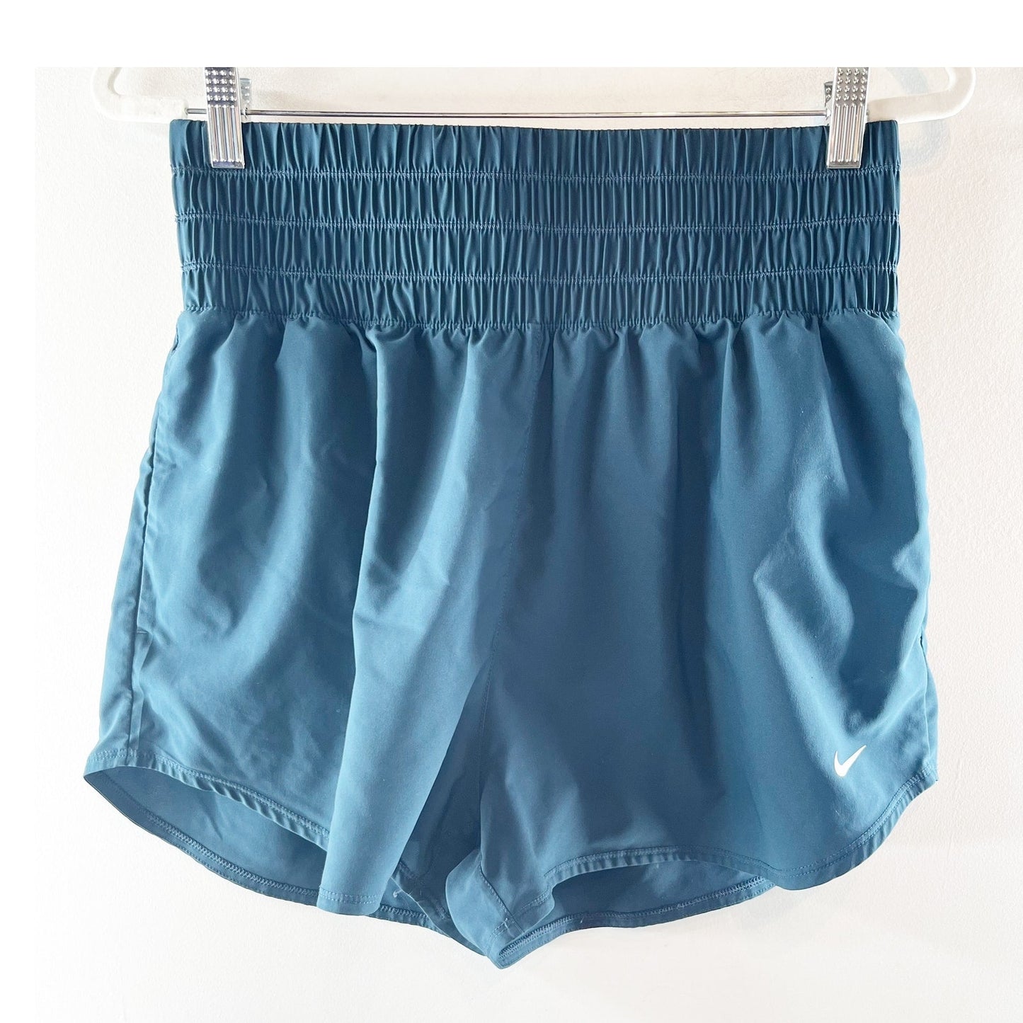 Nike Dri Fit High Rise Lined Running Active Shorts Teal Green Blue Large