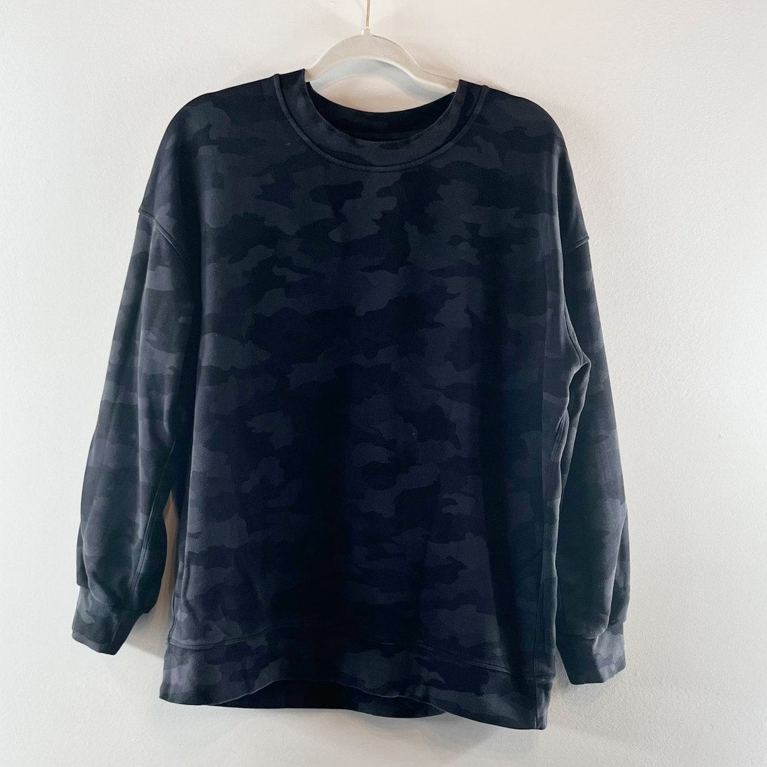 Lululemon Perfectly Oversized Crew Heritage 365 Camo Deep Coal Multi Black Large