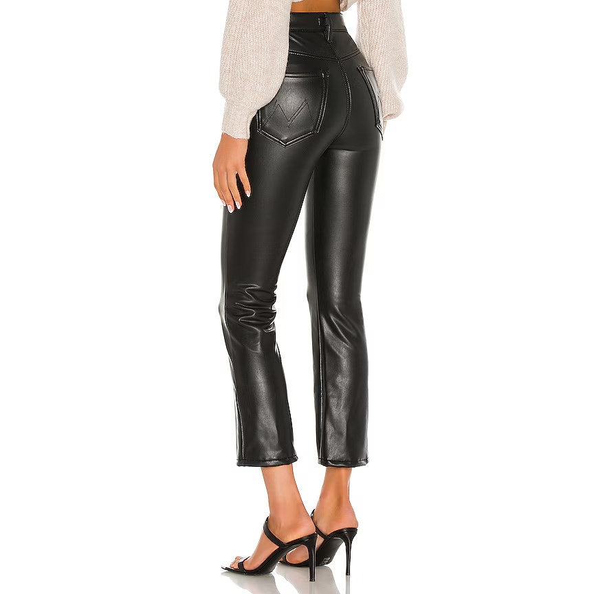Mother The Insider High Waisted Ankle Bootcut Faux Leather Pants Faux Show 26
