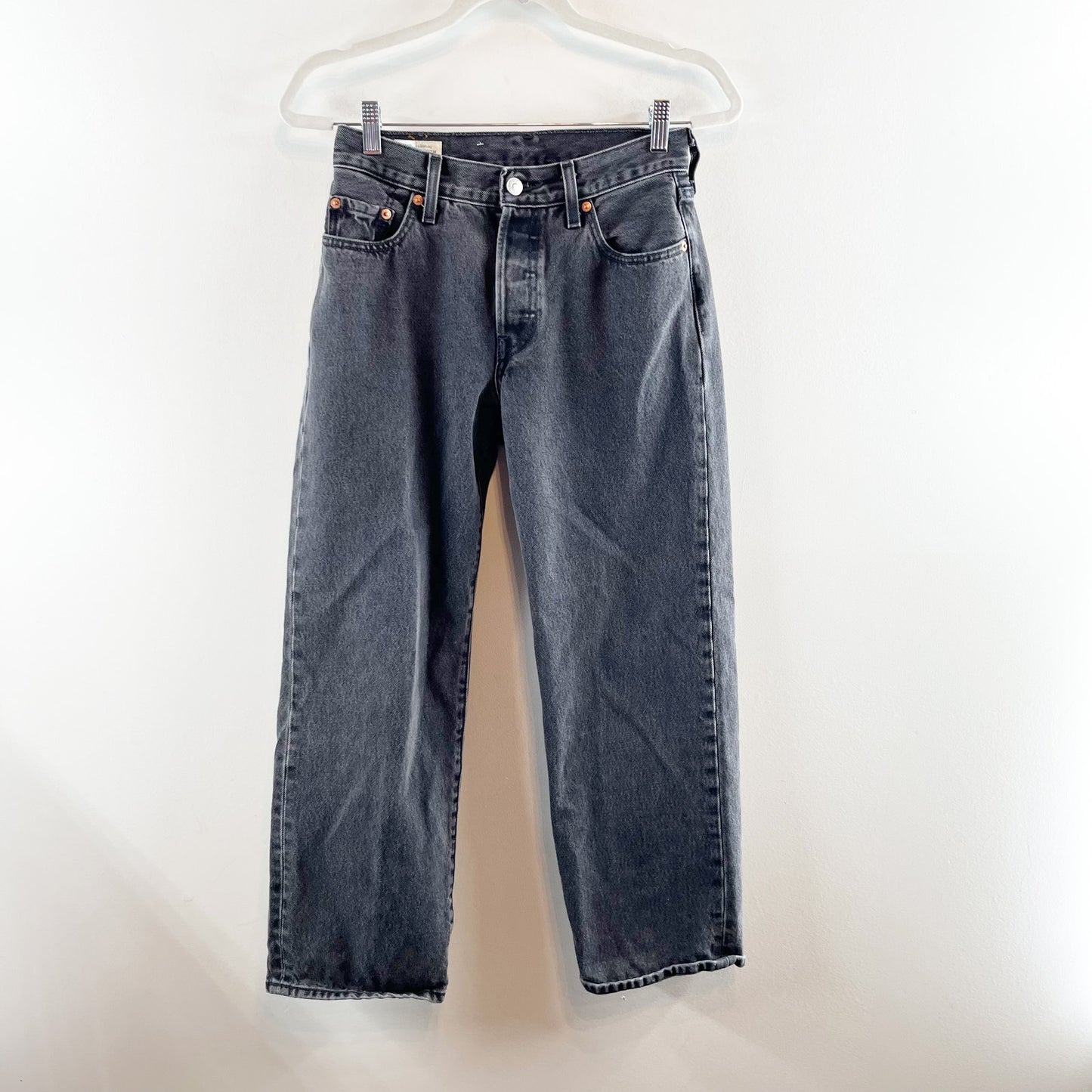 Levi's Premium Ribcage High Waisted Denim Straight Ankle Jeans Black 25 / 0