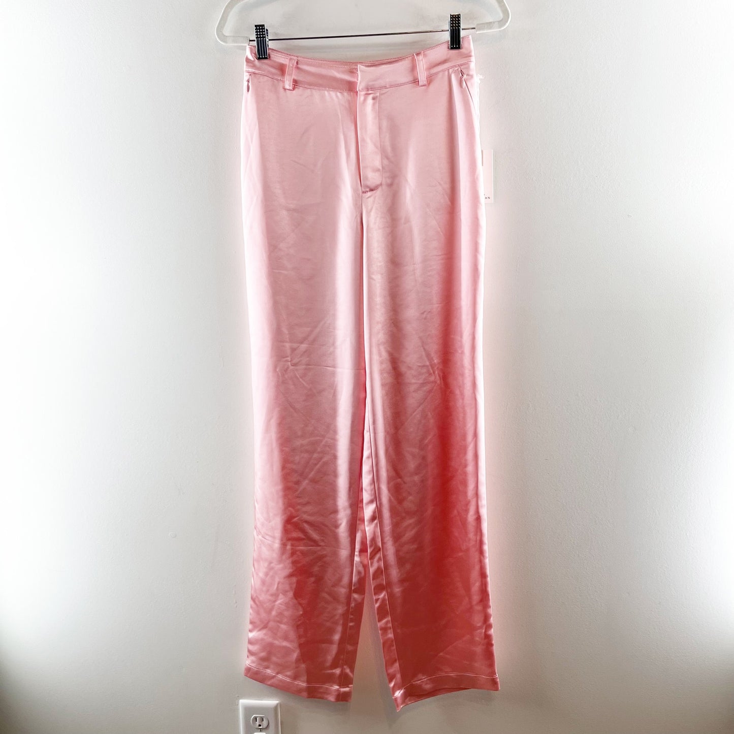 Good American High Rise Satin Trouser Pants Bubble Pink 0 / 25