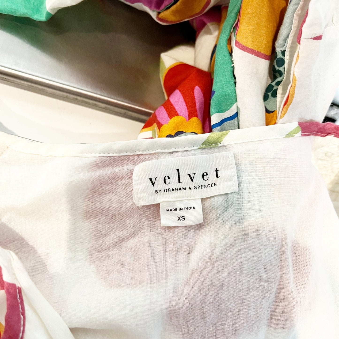 Velvet by Graham & Spencer Rachel Floral Puff Sleeve Mini Dress White Pink XS