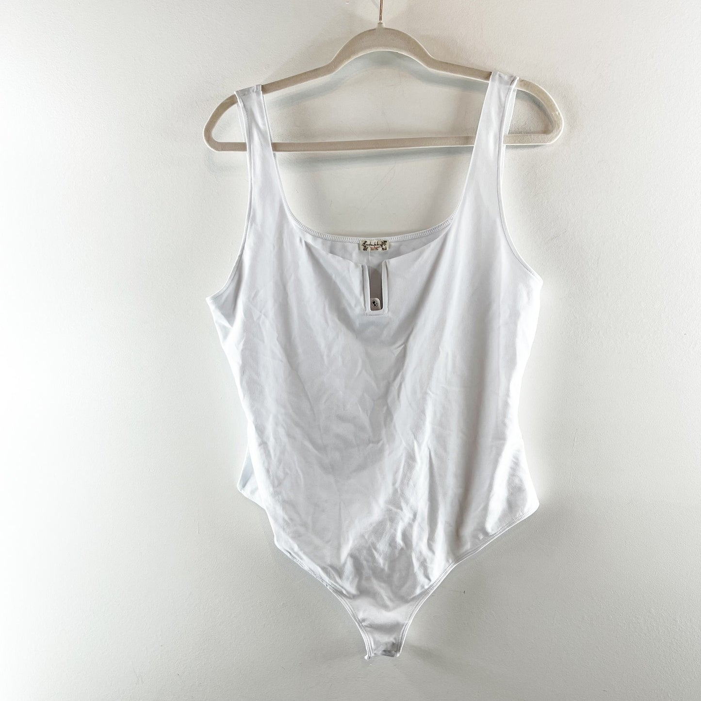 Free People Pippa Notched Wire Tank Top Bodysuit White XL