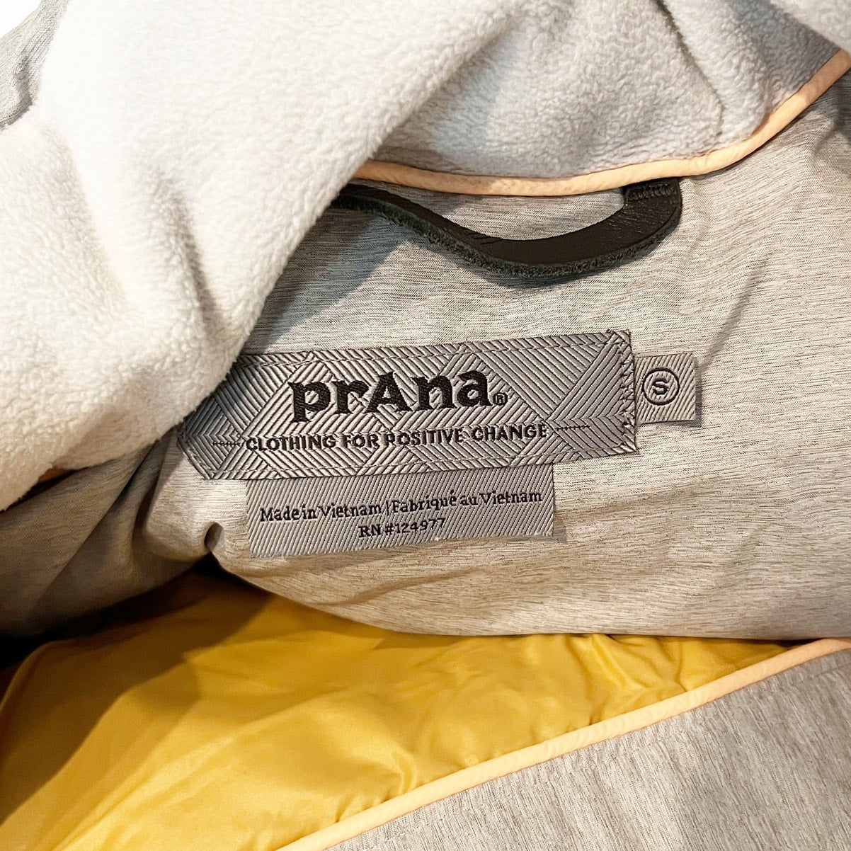 Prana Kromata Down Puffer Coat Jacket with Faux Fur Trim Hood Gray Silver Small