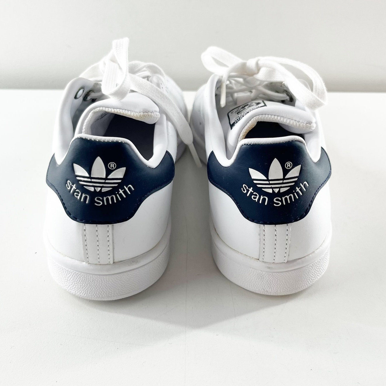 Adidas Stan Smith Low Top Lace Up Court Shoes Sneakers White Blue 7