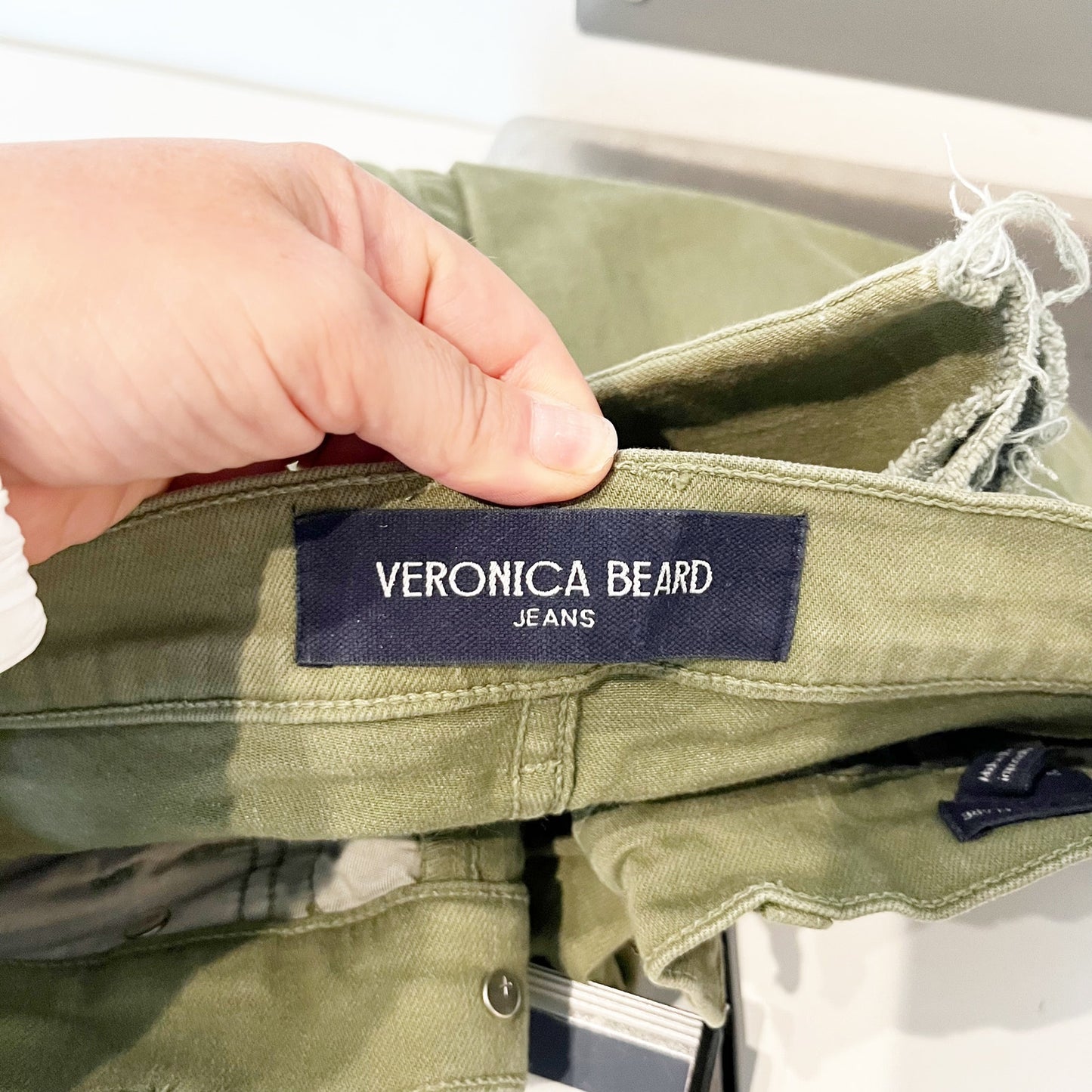 Veronica Beard Carson High Rise Ankle Flare Jeans Pants Green 27