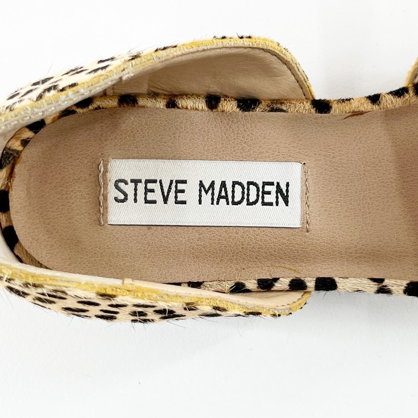 Steve Madden Talent Calf Hair D'Orsay Pointed Toe Spotted Flats Tan 7