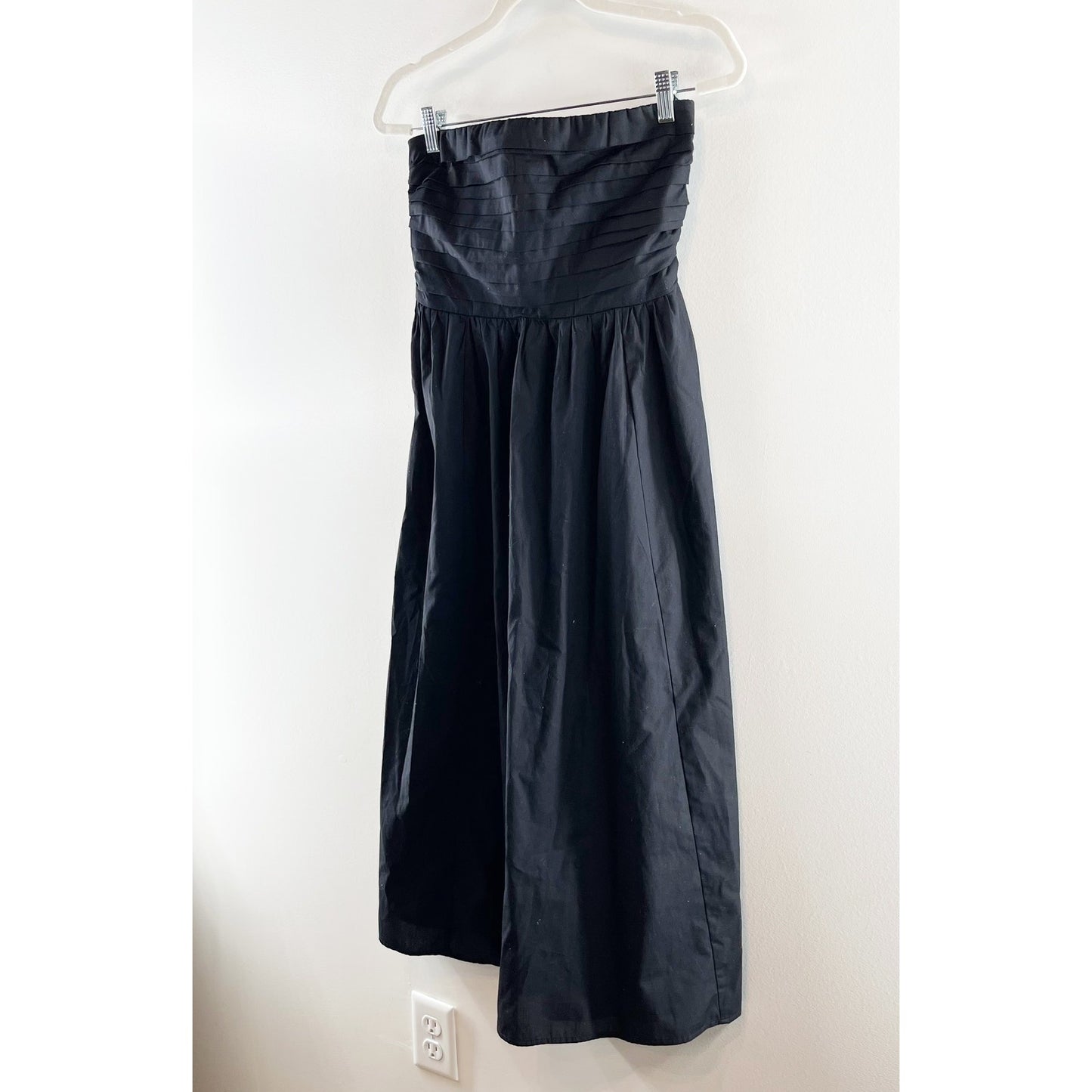 Abercrombie Strapless Emerson Poplin Midi Dress Black Small Tall