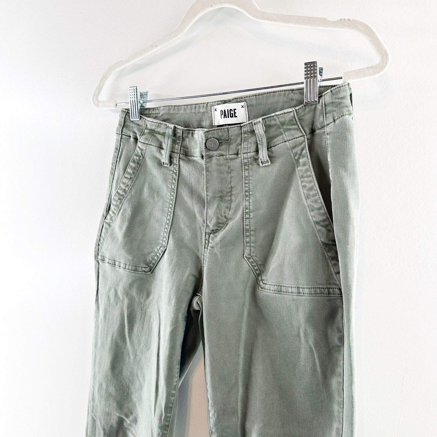 Paige Mayslie High Rise Cropped Jogger Pants Vintage Ivy Green 25 / 0