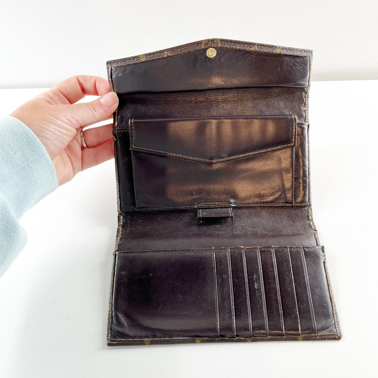 Louis Vuitton Vintage Sarah Snap Envelope Monogram Wallet Brown