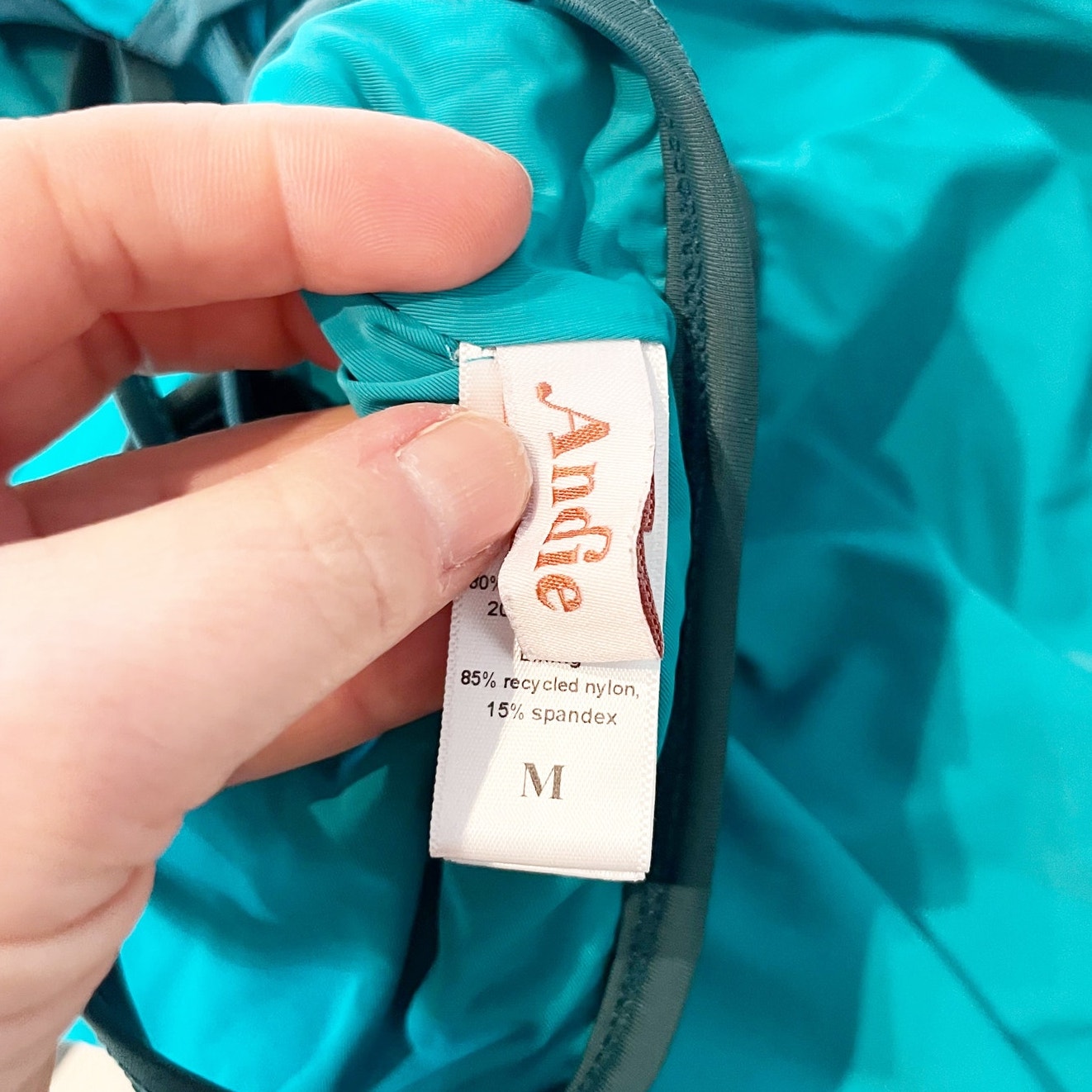 Andie Swim Bells Contrast Binding One Piece Swimsuit Cyan Green Teal Medium