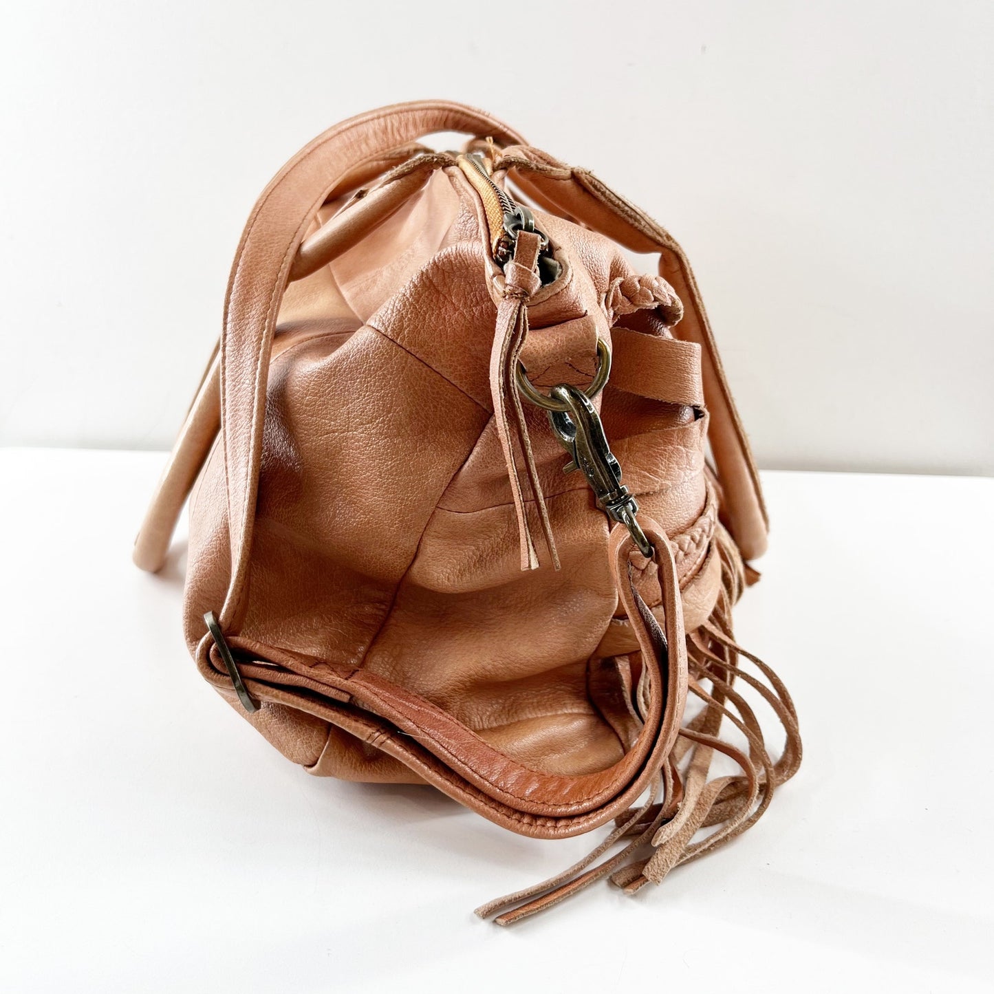 Day & Mood Crossbody Leather Fringe Satchel Purse Bag Brown