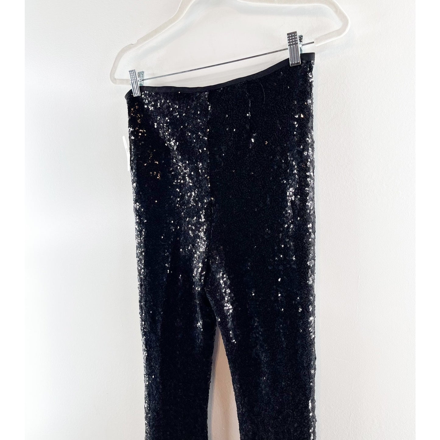 Anthropologie The Joni Sequin Flare Leg Pants Black 4 NWT