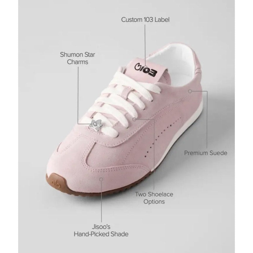 Alo + Jisoo Sunset Low Top Suede Sneakers Bloom Pink 7.5
