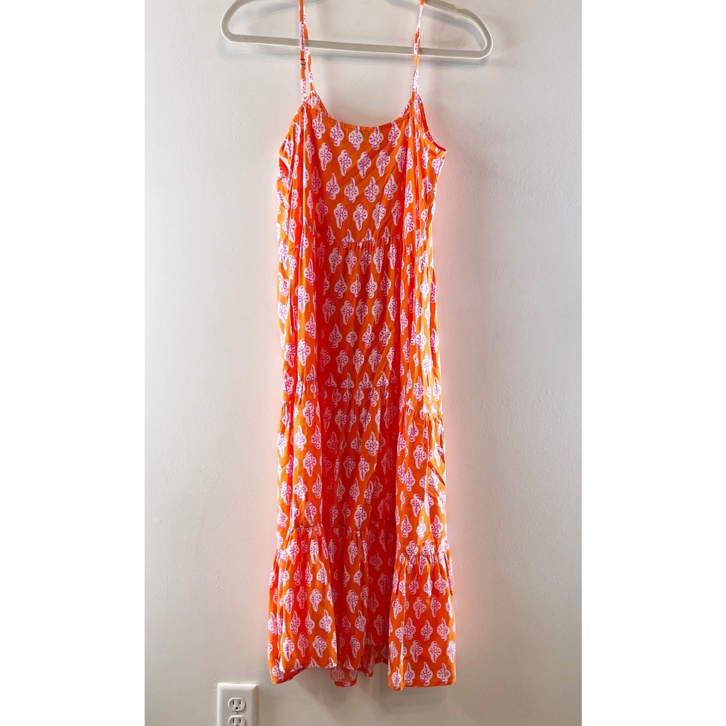 J. Crew Strappy Tiered Printed Maxi Dress Orange 2