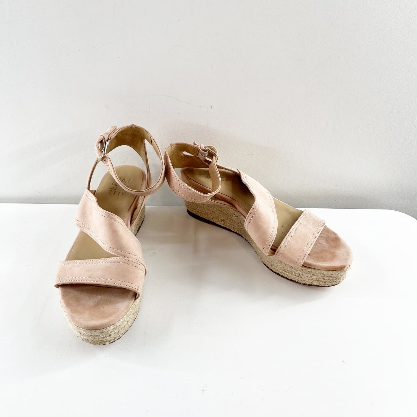 Naturalizer Ursa Epadrille Leather Wedge Sandals Dusty Rose Pink 7.5