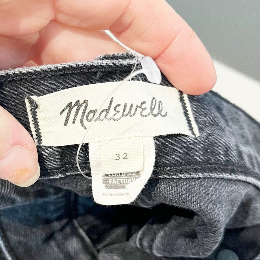 Madewell Denim Mid Rise Maxi Front Slit Jean Skirt in Lunar Wash Black 32 / 14