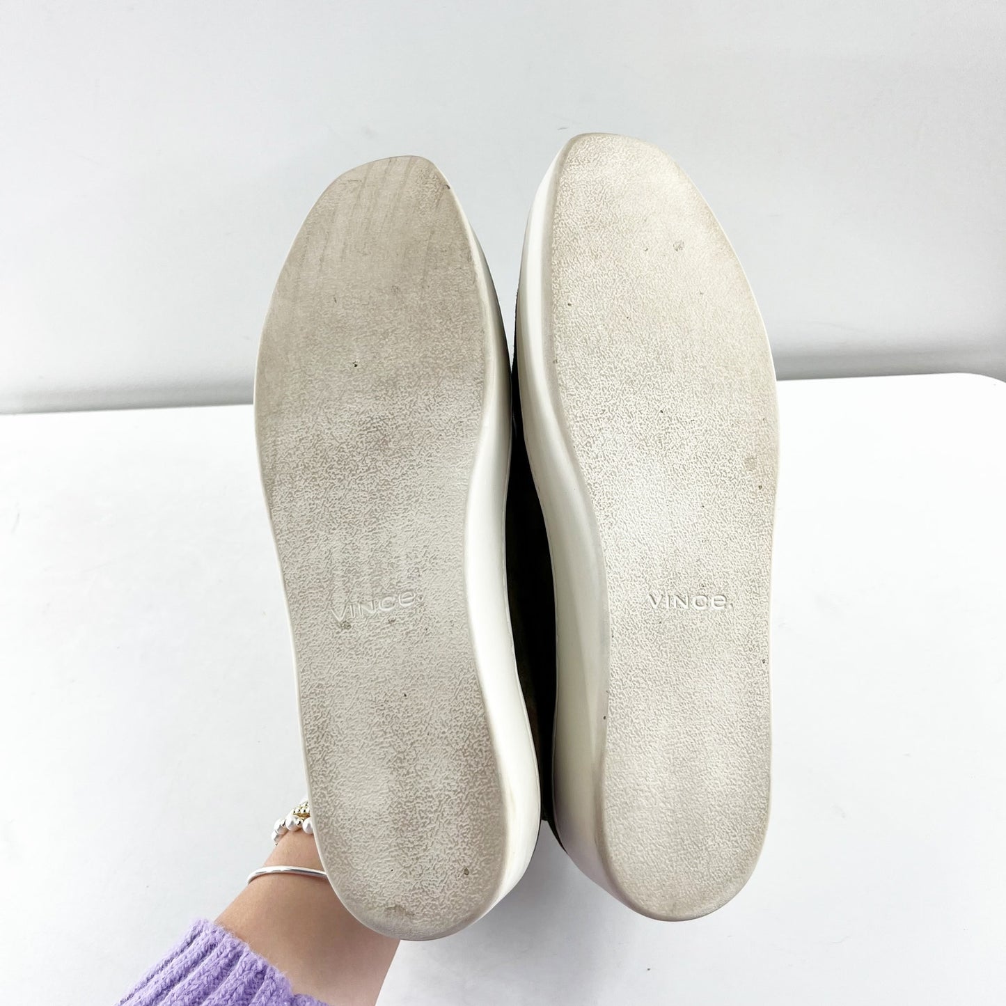 Vince Saxon Suede Slip On Platform Shoes Sneakers Green 9.5