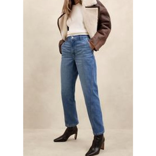 Banana Republic High Rise Button Fly Straight Leg Jeans Blue 30 Petite