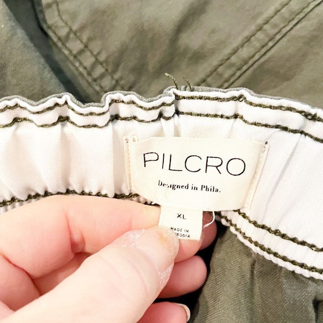 Pilcro Anthropologie High Rise Wide Leg Cropped Utility Pants Green XL