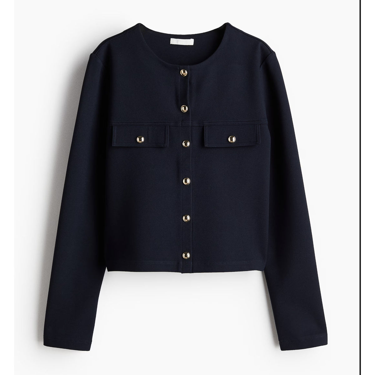 H&M Collarless Cardigan Knit Sweater Blazer Jacket Navy Blue XL