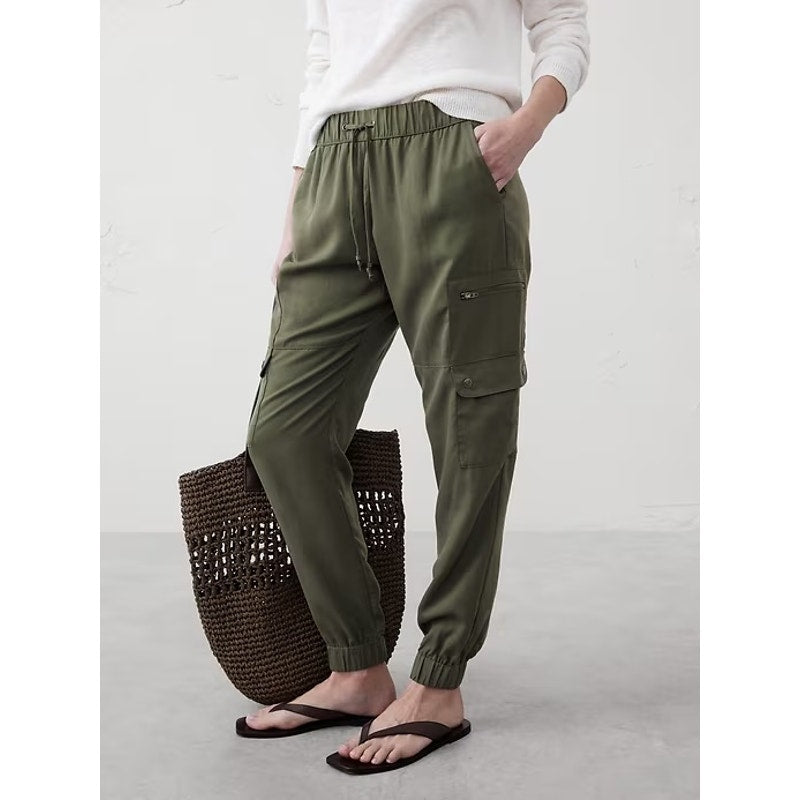 Banana Republic Tencel Cargo Jogger Pants Steel Green Small