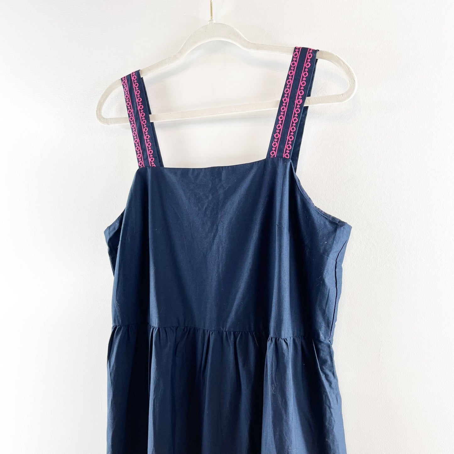 J. Crew Embroidered Floral Sleeveless Scalloped Midi Dress Navy Blue 12