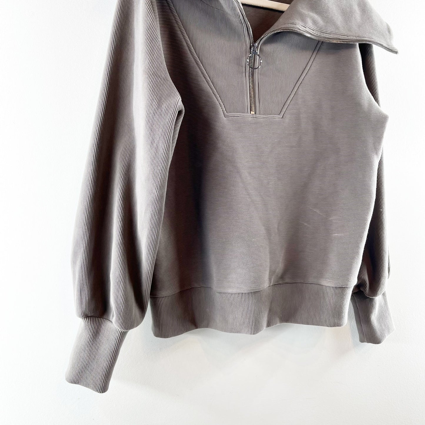 Varley Vine Oversized 1/2 Zip Pullover Ribbed Sweatshirt Charcoal Gray Small