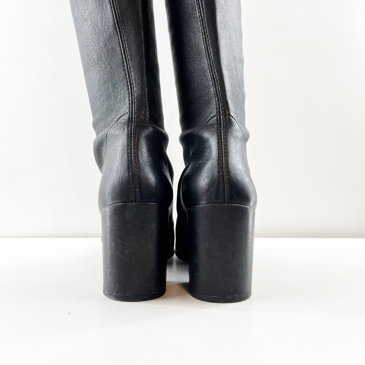 Stuart Weitzman Tieland Stretch Nappa Leather Over-the-Knee Boots Black 8M