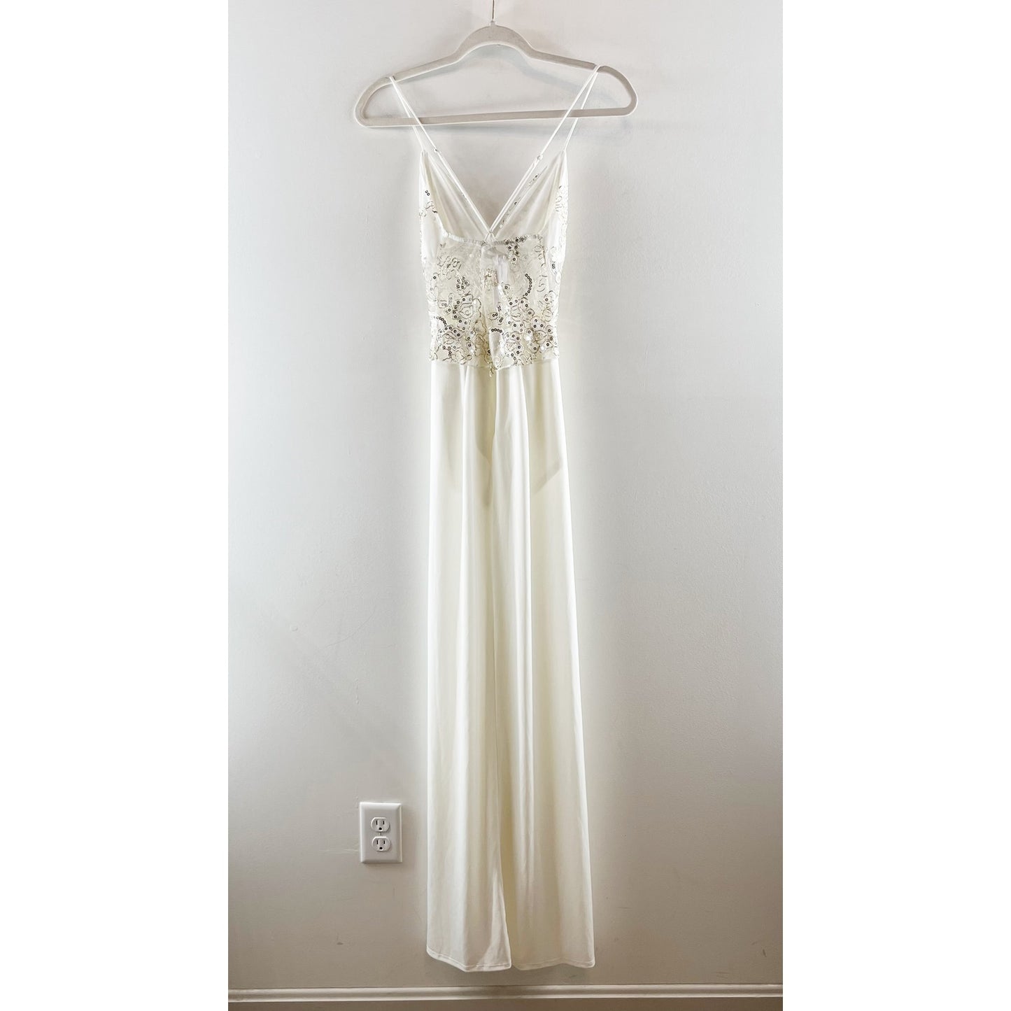 Lucy in the Sky Tulum Lace Double Slit Maxi Dress White XS