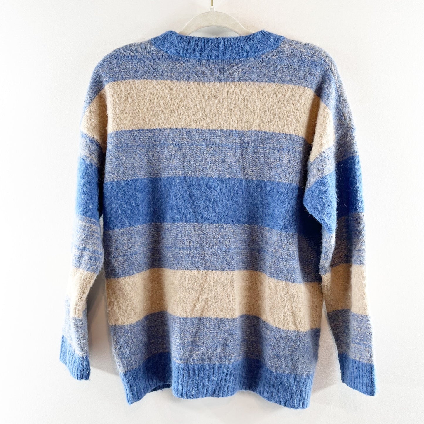 Madewell Space Dyed Otis Pullover Sweater Blue Cream Stripe Small