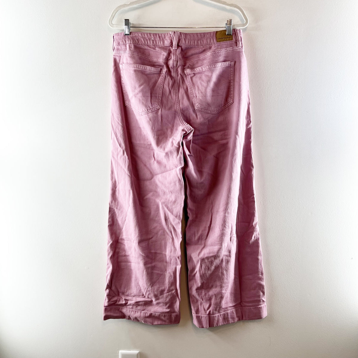 American Eagle Low Rise Baggy Wide Leg Jeans Dusty Mauve Pink 10