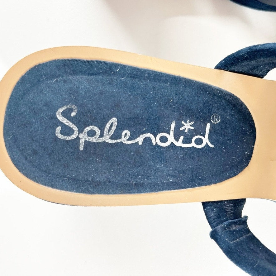 Splendid Ted Strappy Block Heel Cork Sandals Heels Navy Blue 8