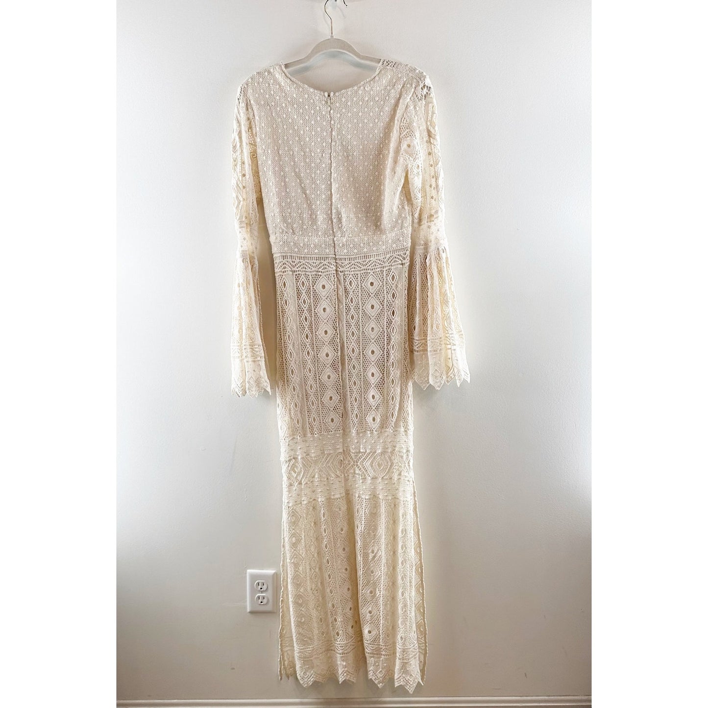 Jen’s Pirate Booty Chaouen Lace Crochet Boho Maxi Dress Ivory XS