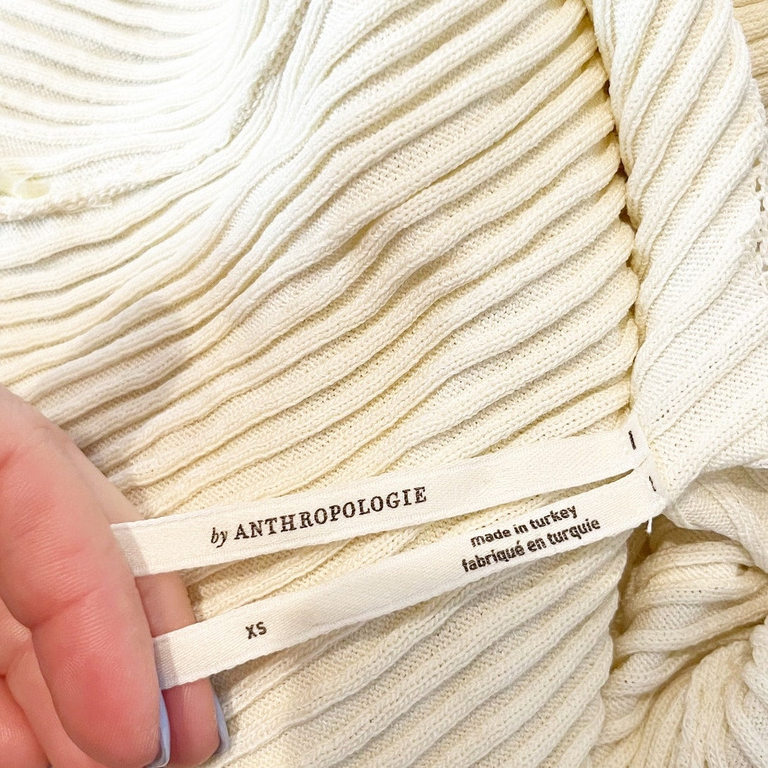 Anthropologie The Aimee Slim Ribbed Knit Midi Dress Cream XS