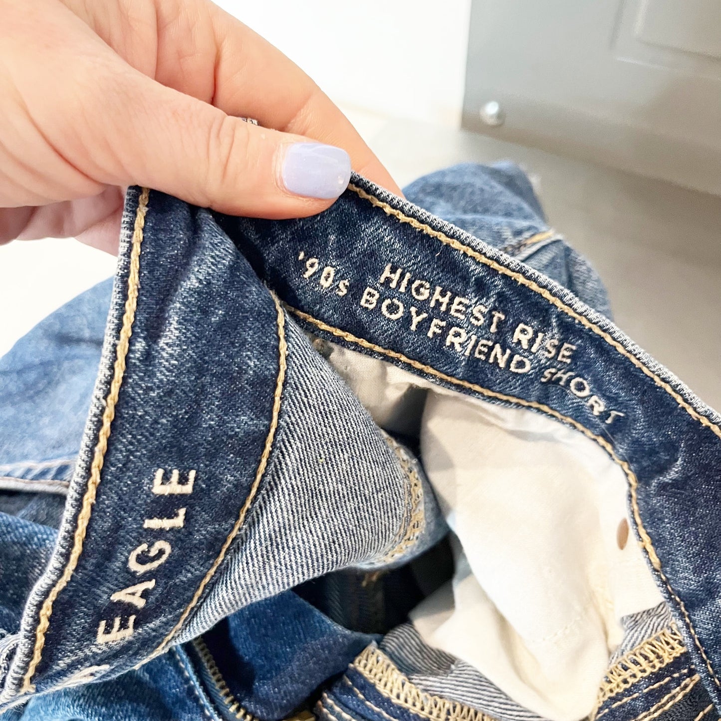 American Eagle Outfitters Highest Rise 90's Denim Boyfriend Shorts Blue 4